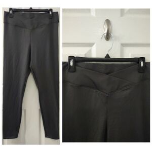NWOT Express V Waist Crossover Gray Full Length Spandex Leggings Size M